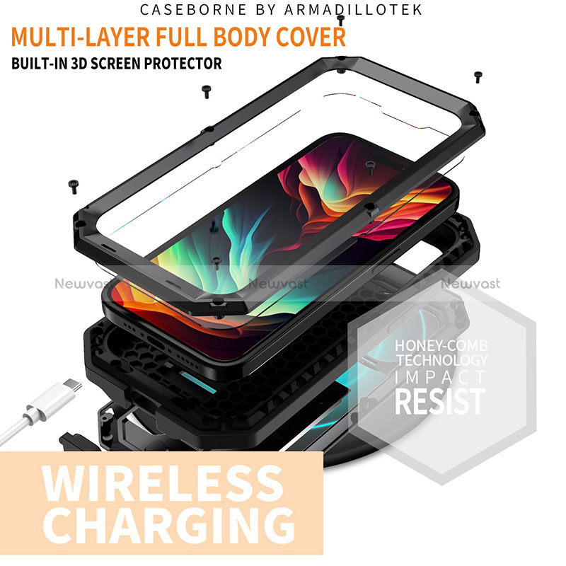 Luxury Aluminum Metal Cover Case 360 Degrees RJ3 for Apple iPhone 15 Pro Max