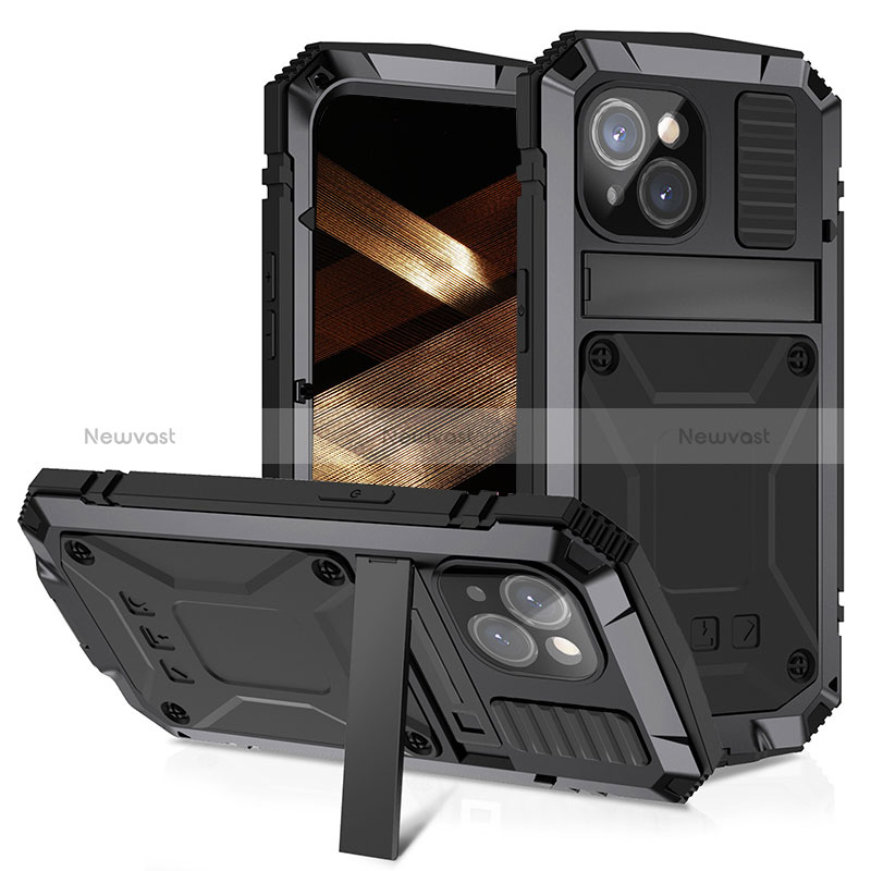 Luxury Aluminum Metal Cover Case 360 Degrees RJ4 for Apple iPhone 14 Black