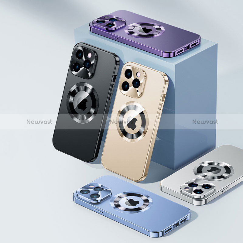 Luxury Aluminum Metal Cover Case 360 Degrees with Mag-Safe Magnetic P01 for Apple iPhone 15 Pro Max