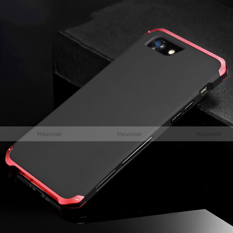 Luxury Aluminum Metal Cover Case for Apple iPhone SE (2020) Red and Black