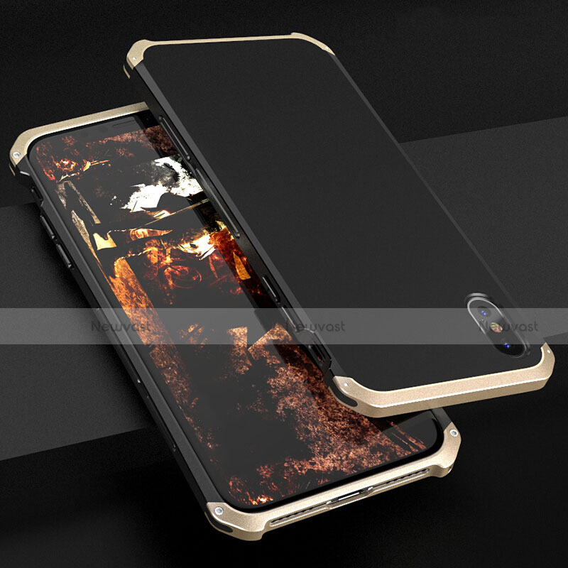 Luxury Aluminum Metal Cover Case for Apple iPhone Xs Gold and Black