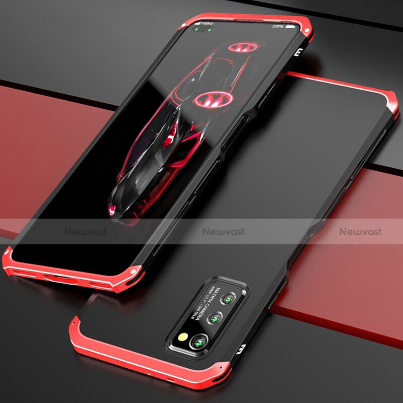 Luxury Aluminum Metal Cover Case for Huawei Honor V30 5G Red and Black