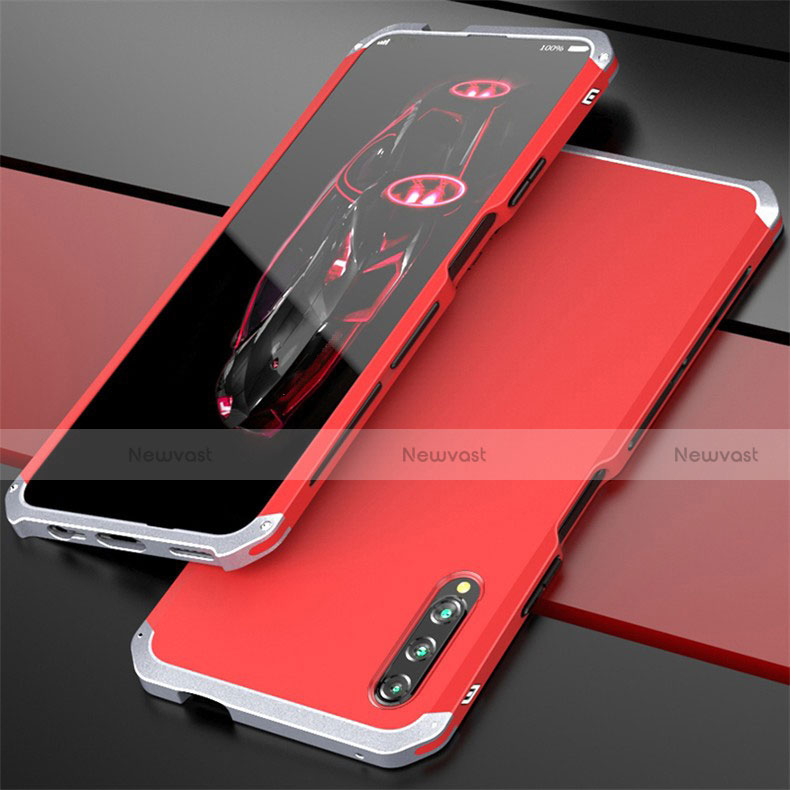 Luxury Aluminum Metal Cover Case for Huawei Y9s Silver and Red