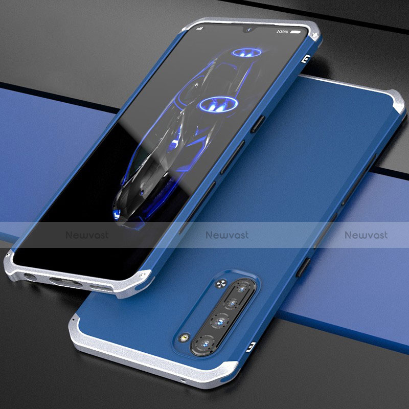 Luxury Aluminum Metal Cover Case for Oppo F15 Silver and Blue