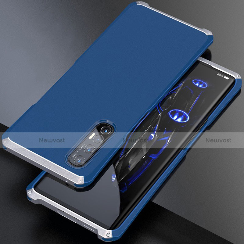 Luxury Aluminum Metal Cover Case for Oppo Find X2 Neo Silver and Blue