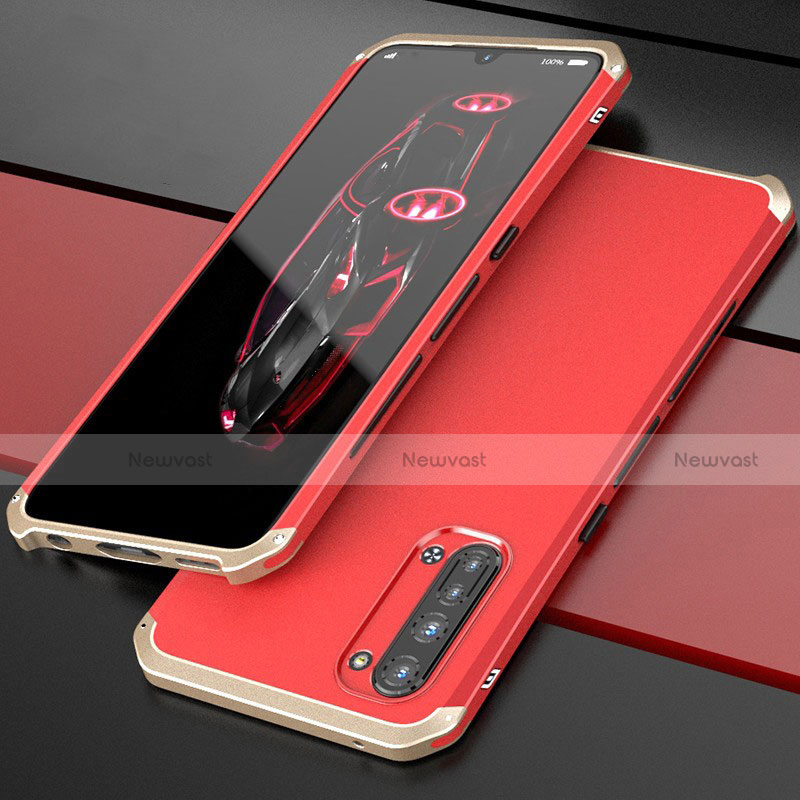 Luxury Aluminum Metal Cover Case for Oppo K7 5G Gold and Red