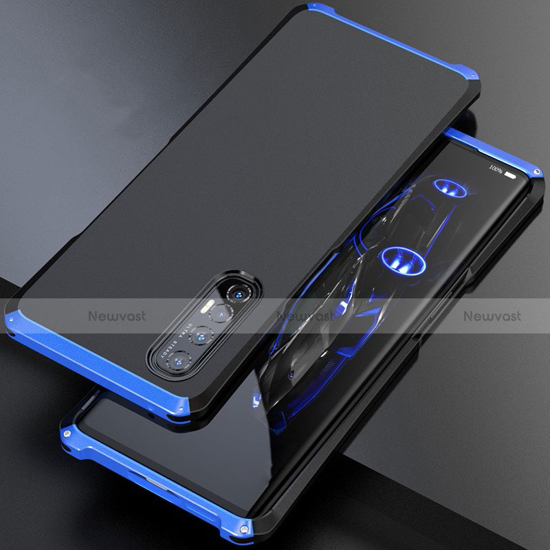 Luxury Aluminum Metal Cover Case for Oppo Reno3 Pro Blue and Black