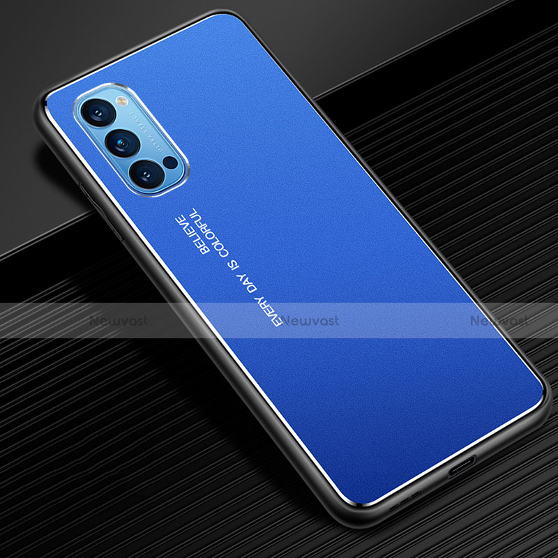 Luxury Aluminum Metal Cover Case for Oppo Reno4 5G Blue