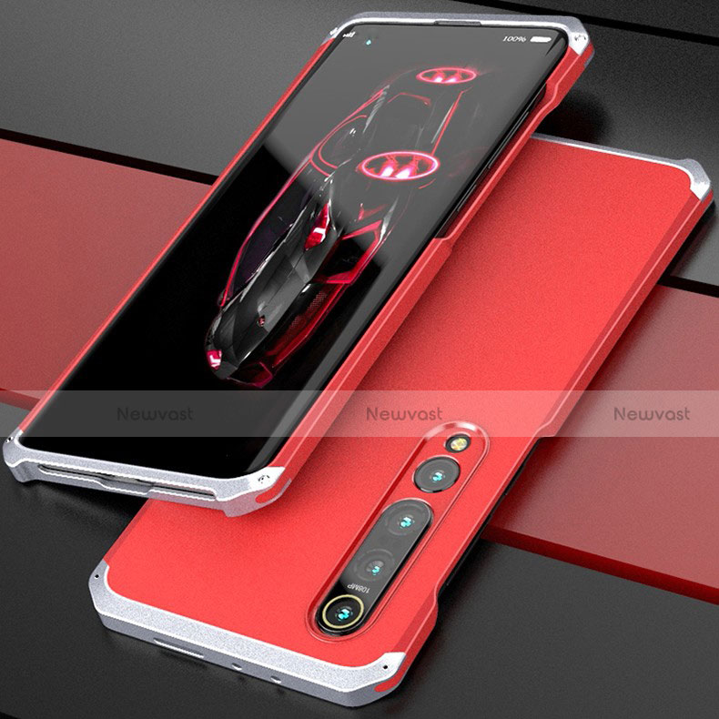 Luxury Aluminum Metal Cover Case for Xiaomi Mi 10 Silver and Red
