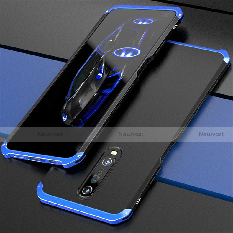 Luxury Aluminum Metal Cover Case for Xiaomi Poco X2 Blue and Black