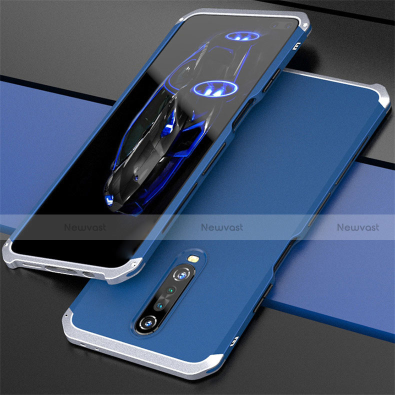 Luxury Aluminum Metal Cover Case for Xiaomi Poco X2 Silver and Blue