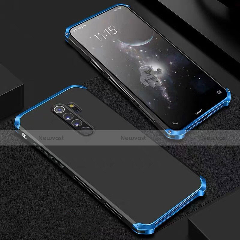 Luxury Aluminum Metal Cover Case for Xiaomi Redmi Note 8 Pro Blue and Black