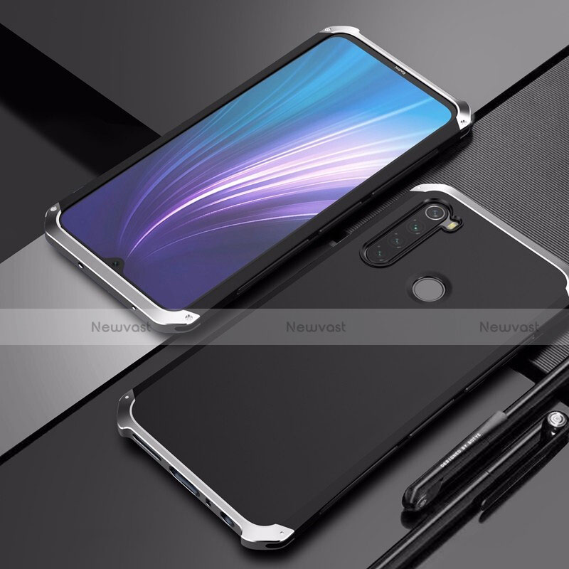 Luxury Aluminum Metal Cover Case for Xiaomi Redmi Note 8T Silver and Black