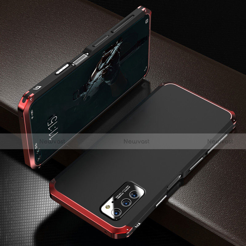 Luxury Aluminum Metal Cover Case M01 for Huawei Honor V30 5G Red and Black