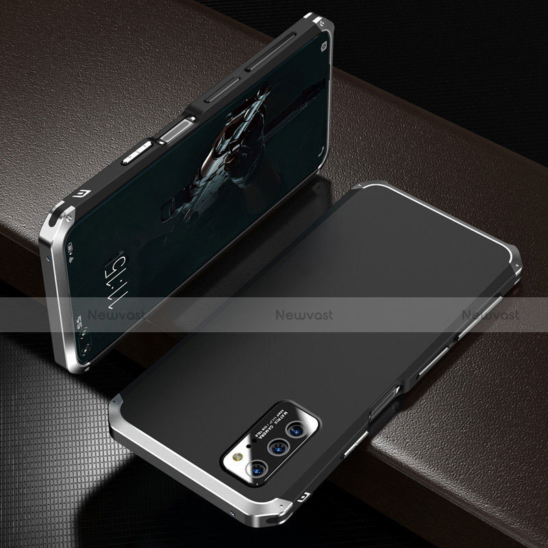 Luxury Aluminum Metal Cover Case M01 for Huawei Honor V30 5G Silver and Black