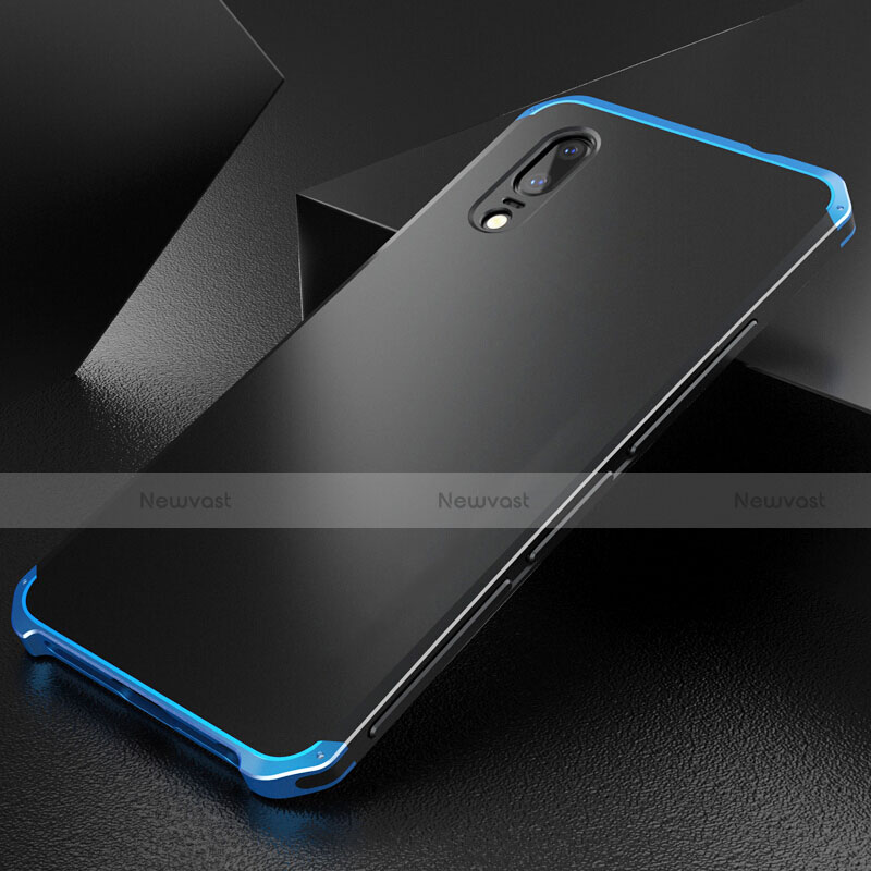 Luxury Aluminum Metal Cover Case M01 for Huawei P20 Blue and Black