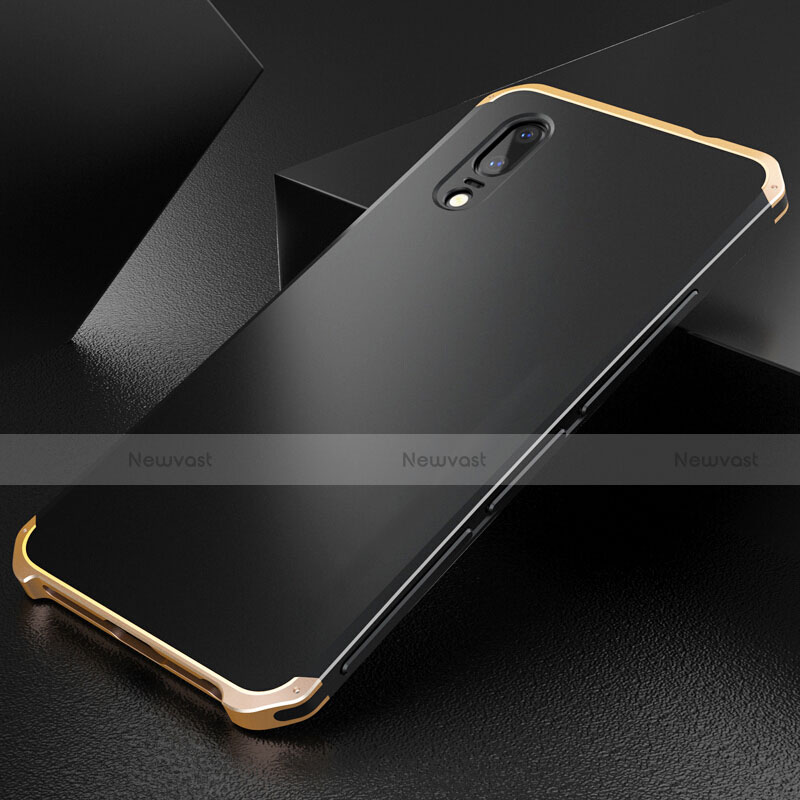 Luxury Aluminum Metal Cover Case M01 for Huawei P20 Gold and Black