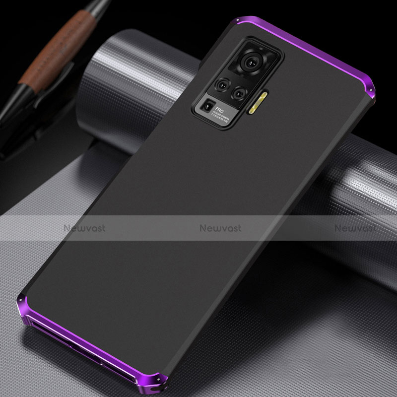 Luxury Aluminum Metal Cover Case M02 for Vivo X50 Pro 5G Purple and Blue