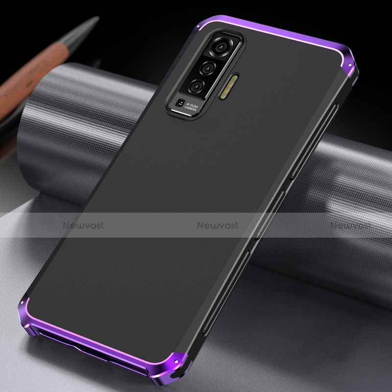 Luxury Aluminum Metal Cover Case M03 for Vivo X50 5G Purple and Blue