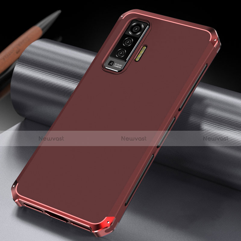 Luxury Aluminum Metal Cover Case M03 for Vivo X50 5G Red