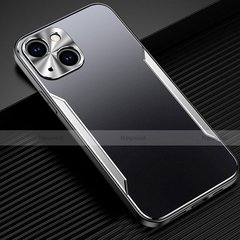 Luxury Aluminum Metal Cover Case M05 for Apple iPhone 14 Plus Silver