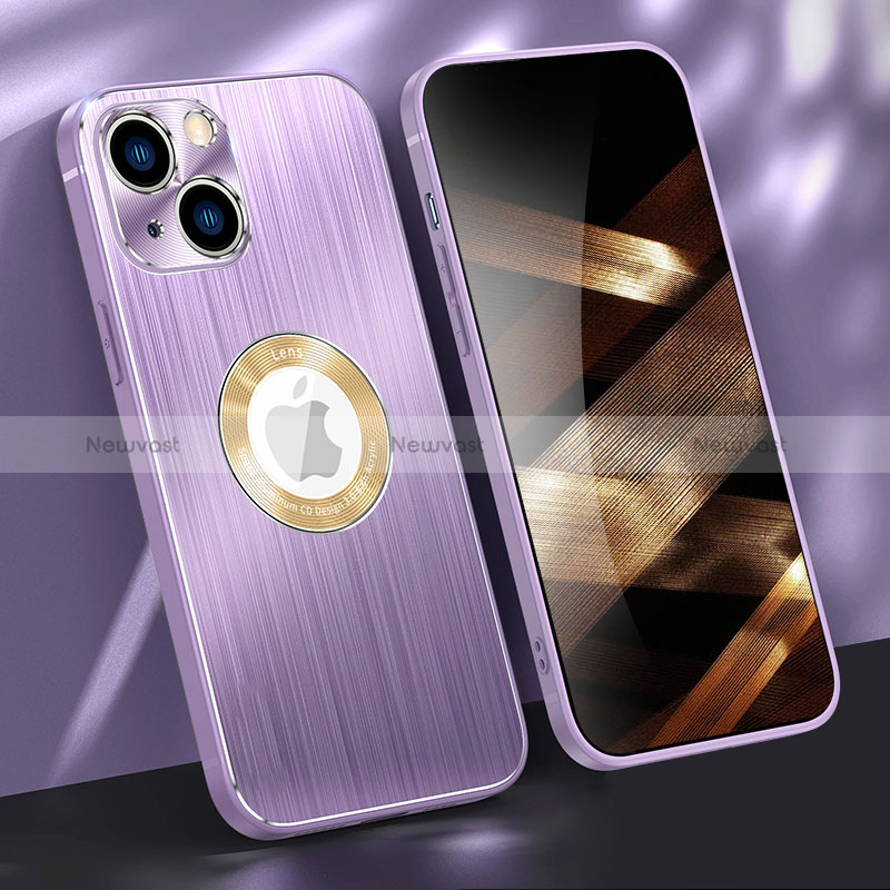 Luxury Aluminum Metal Cover Case M08 for Apple iPhone 15 Plus Purple