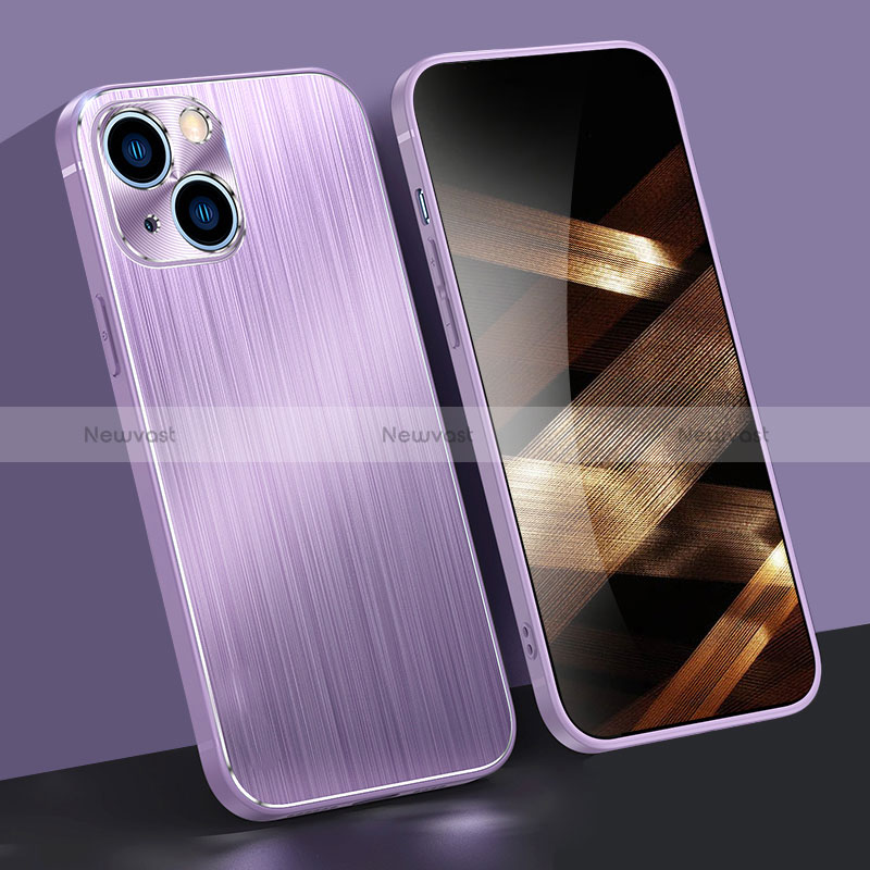 Luxury Aluminum Metal Cover Case M09 for Apple iPhone 15 Purple