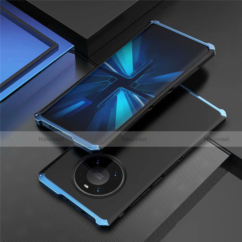 Luxury Aluminum Metal Cover Case T01 for Huawei Mate 40E Pro 5G Blue and Black