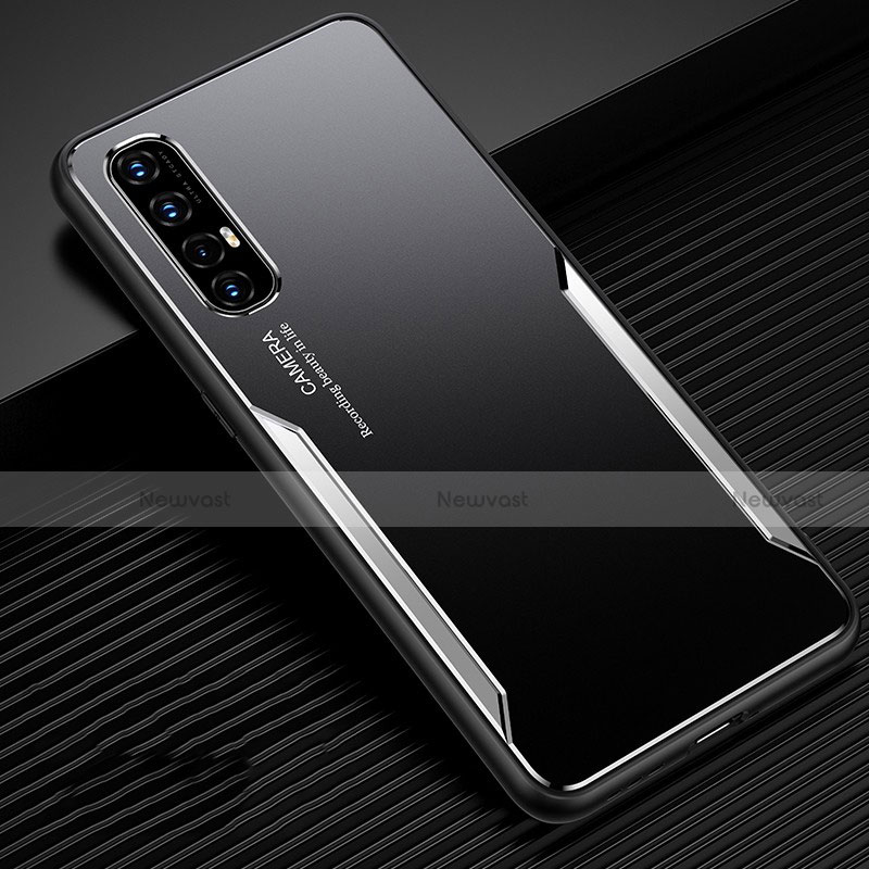 Luxury Aluminum Metal Cover Case T01 for Oppo Reno3 Pro Silver