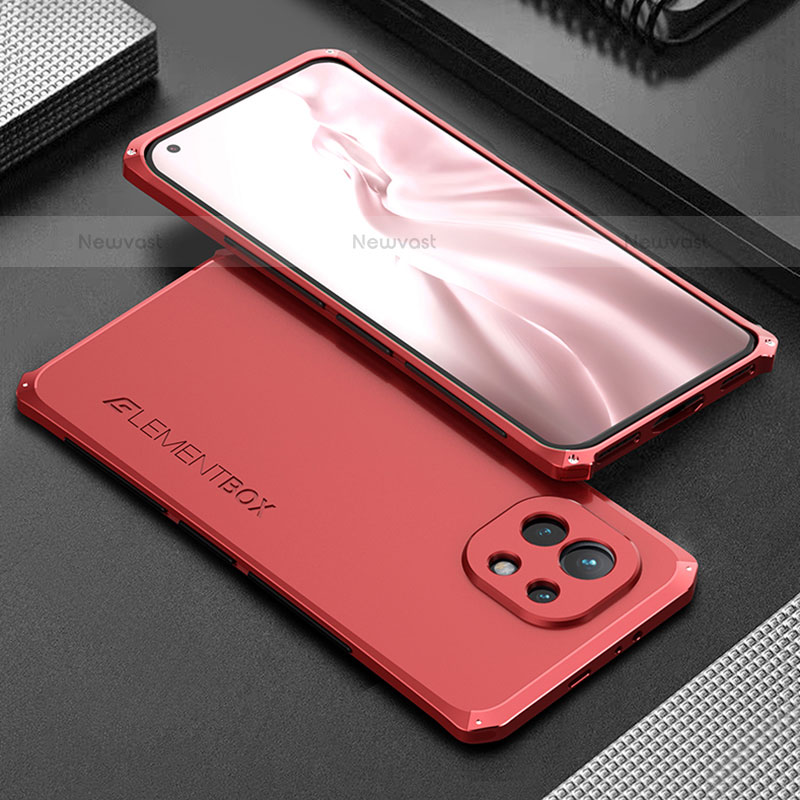 Luxury Aluminum Metal Cover Case T01 for Xiaomi Mi 11 Lite 4G Red