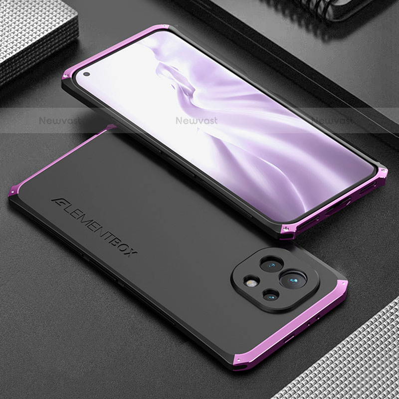 Luxury Aluminum Metal Cover Case T01 for Xiaomi Mi 11 Lite 5G NE Purple