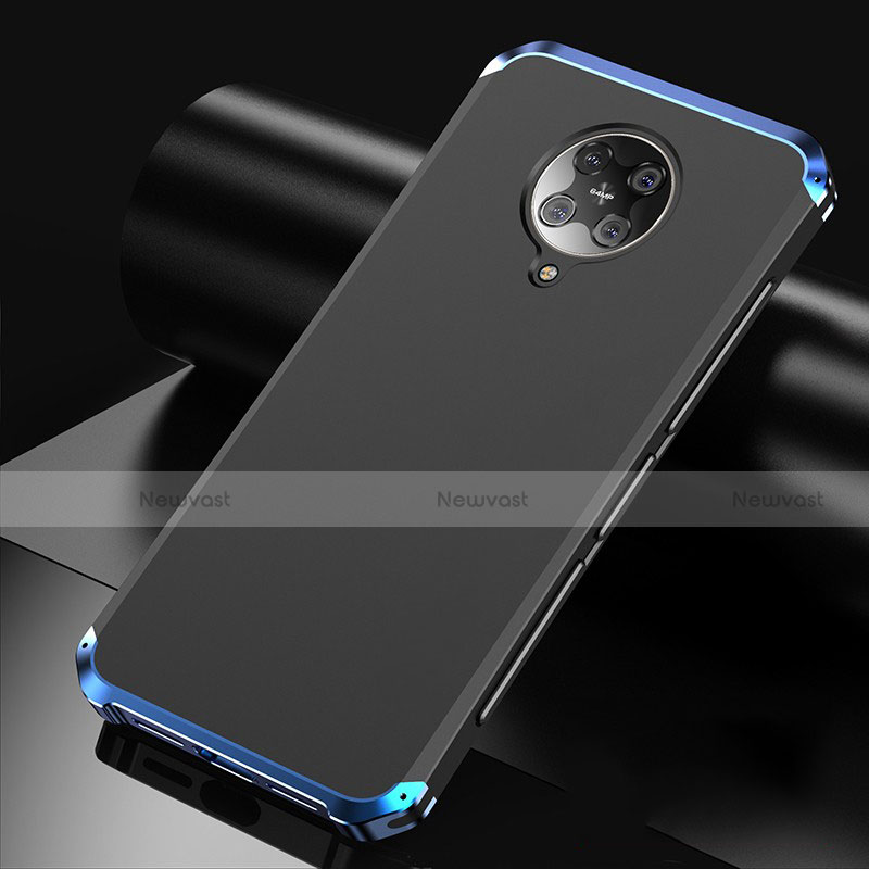 Luxury Aluminum Metal Cover Case T01 for Xiaomi Poco F2 Pro Blue and Black