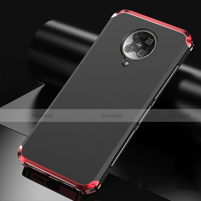 Luxury Aluminum Metal Cover Case T01 for Xiaomi Redmi K30 Pro 5G Red and Black