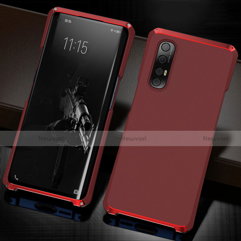 Luxury Aluminum Metal Cover Case T02 for Oppo Reno3 Pro Red