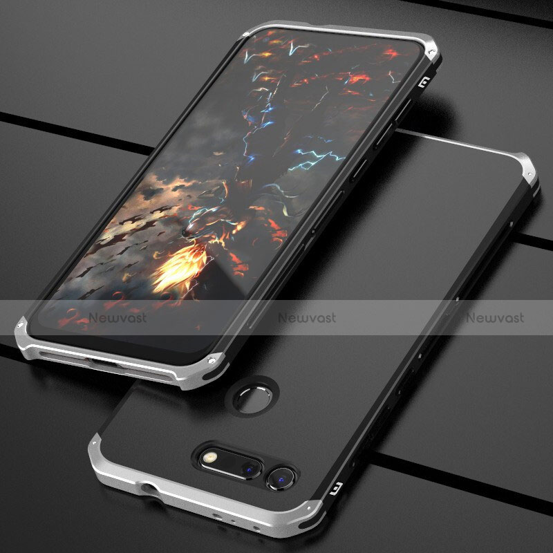Luxury Aluminum Metal Cover Case T03 for Huawei Honor V20 Silver and Black