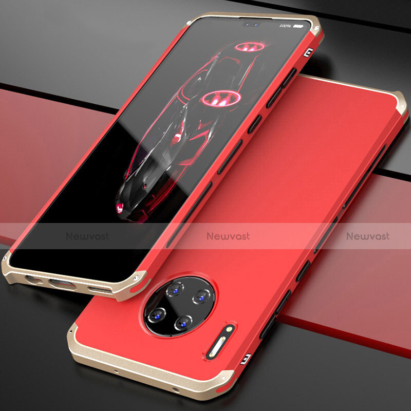 Luxury Aluminum Metal Cover Case T03 for Huawei Mate 30 Pro Gold and Red