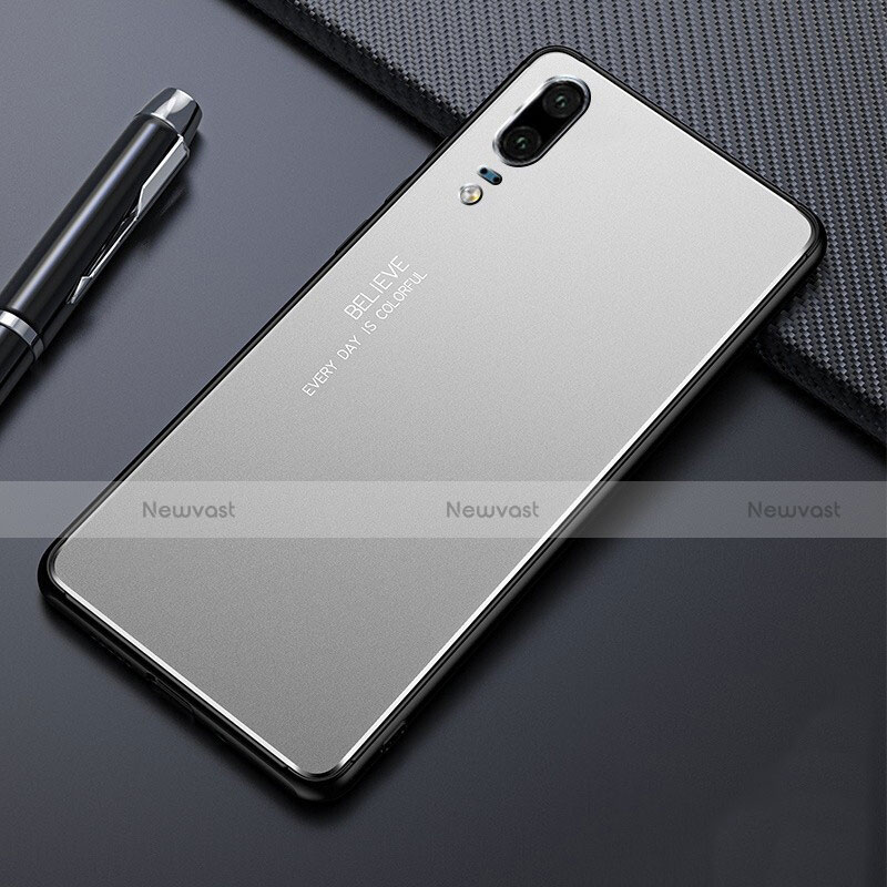 Luxury Aluminum Metal Cover Case T03 for Huawei P20 Silver