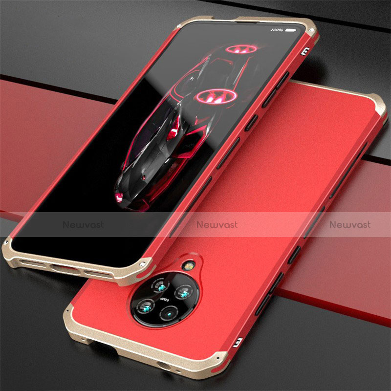 Luxury Aluminum Metal Cover Case T03 for Xiaomi Poco F2 Pro Gold and Red