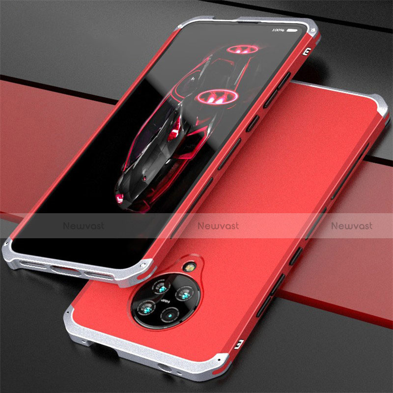 Luxury Aluminum Metal Cover Case T03 for Xiaomi Redmi K30 Pro Zoom Silver and Red