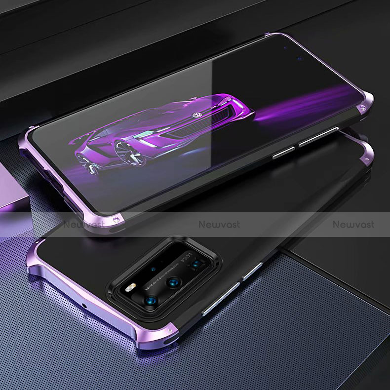 Luxury Aluminum Metal Cover Case T05 for Huawei P40 Pro Purple