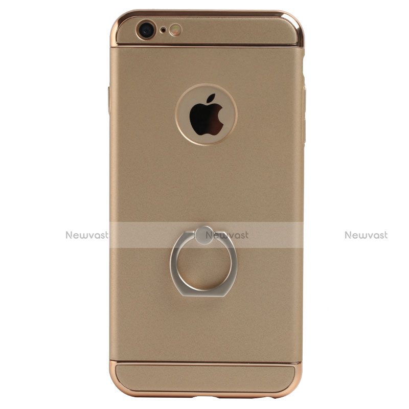 Luxury Aluminum Metal Cover with Finger Ring Stand for Apple iPhone 6 Gold