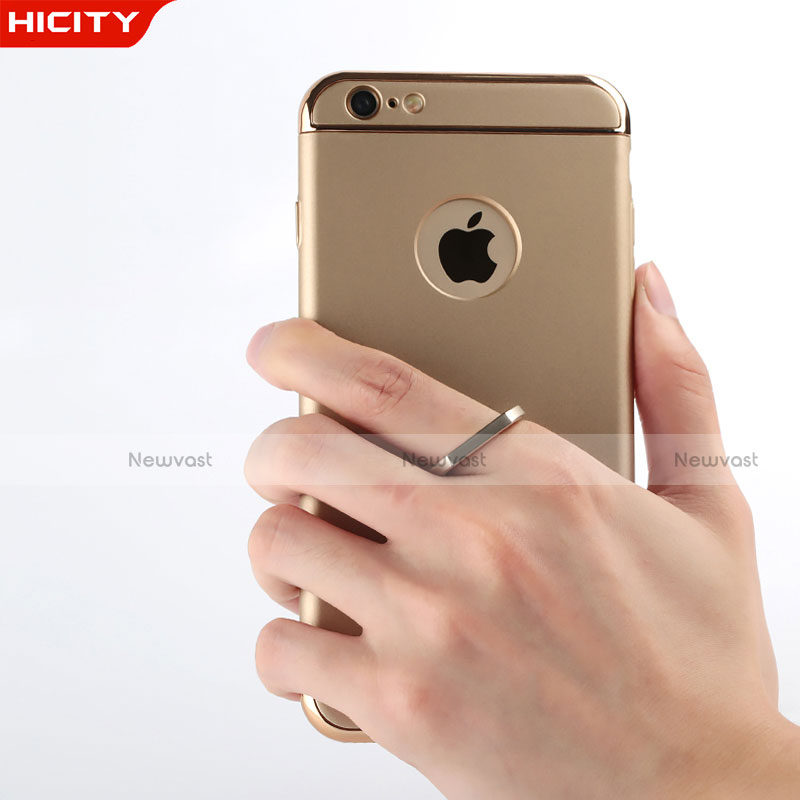 Luxury Aluminum Metal Cover with Finger Ring Stand for Apple iPhone 6 Plus Gold