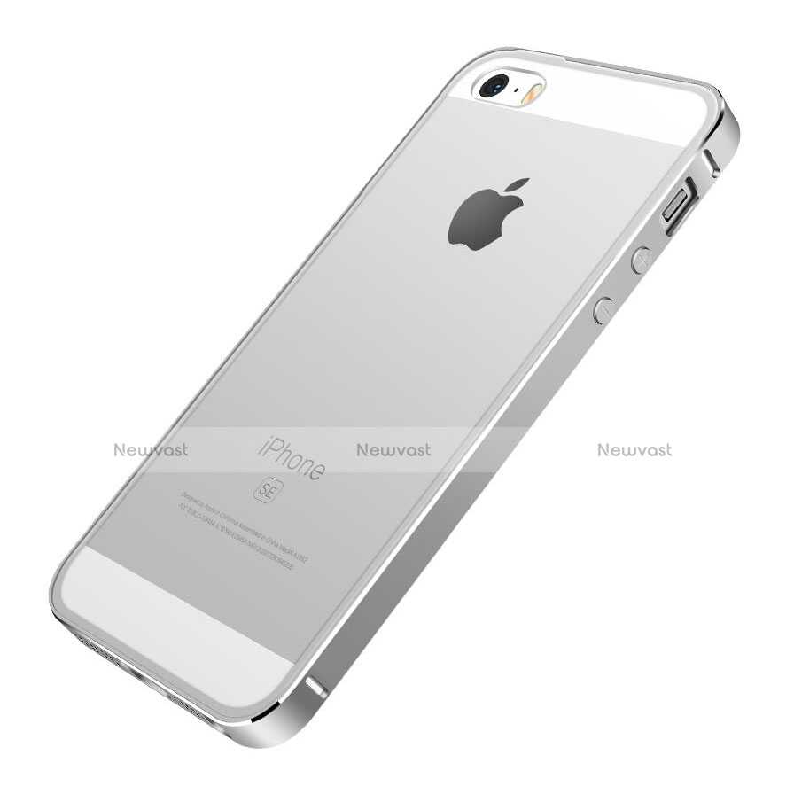 Luxury Aluminum Metal Frame Case for Apple iPhone SE Silver