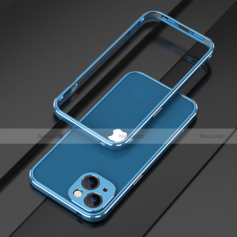 Luxury Aluminum Metal Frame Cover Case A01 for Apple iPhone 13 Mini Blue