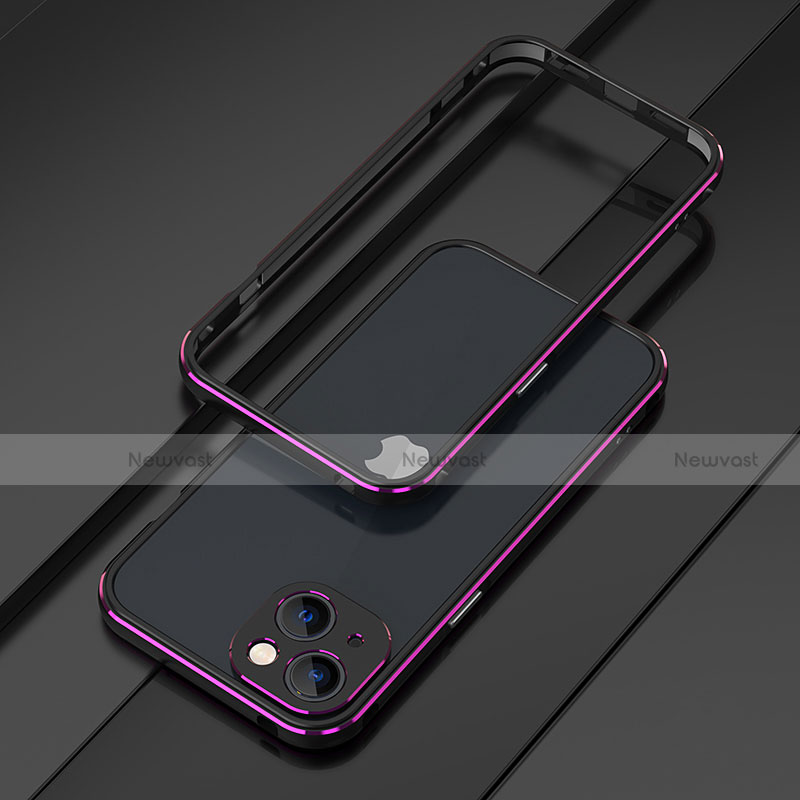 Luxury Aluminum Metal Frame Cover Case A01 for Apple iPhone 13 Mini Purple