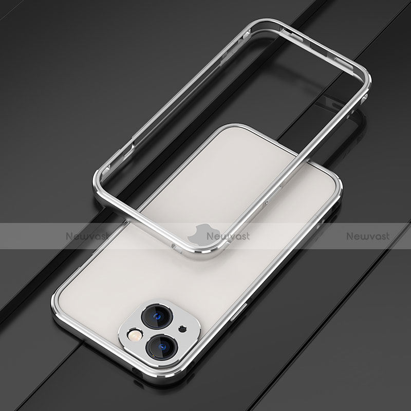 Luxury Aluminum Metal Frame Cover Case A01 for Apple iPhone 14 Plus Silver