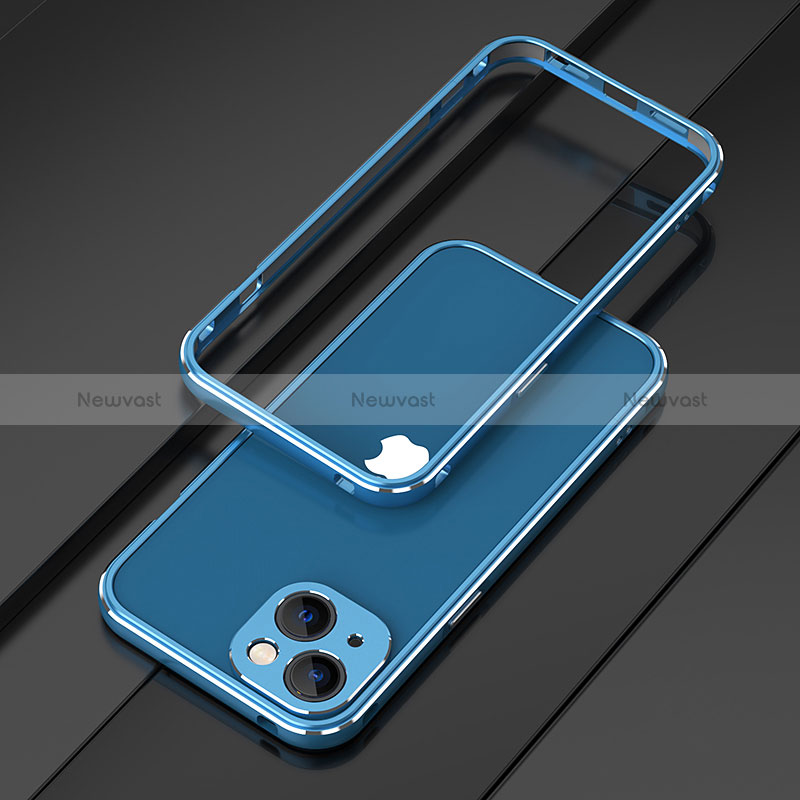 Luxury Aluminum Metal Frame Cover Case A01 for Apple iPhone 15 Blue