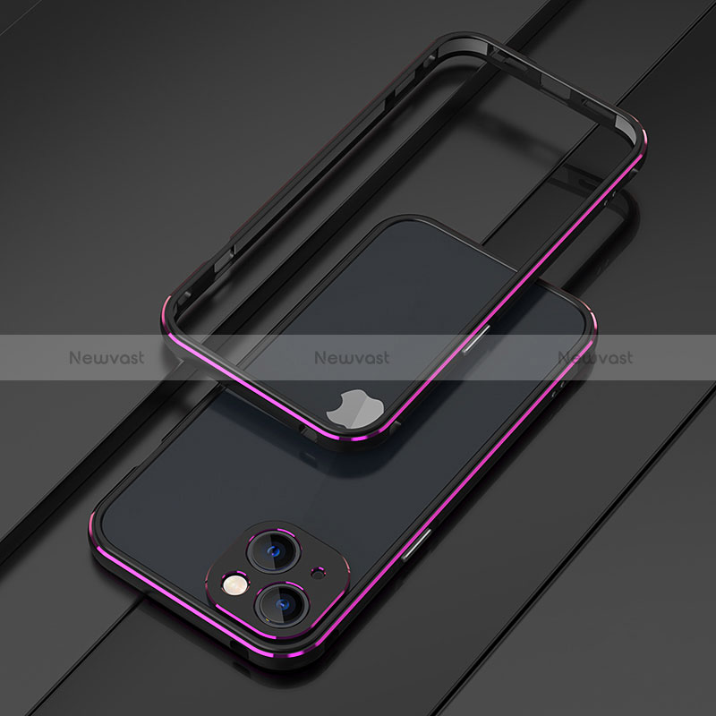 Luxury Aluminum Metal Frame Cover Case A01 for Apple iPhone 15 Plus Purple