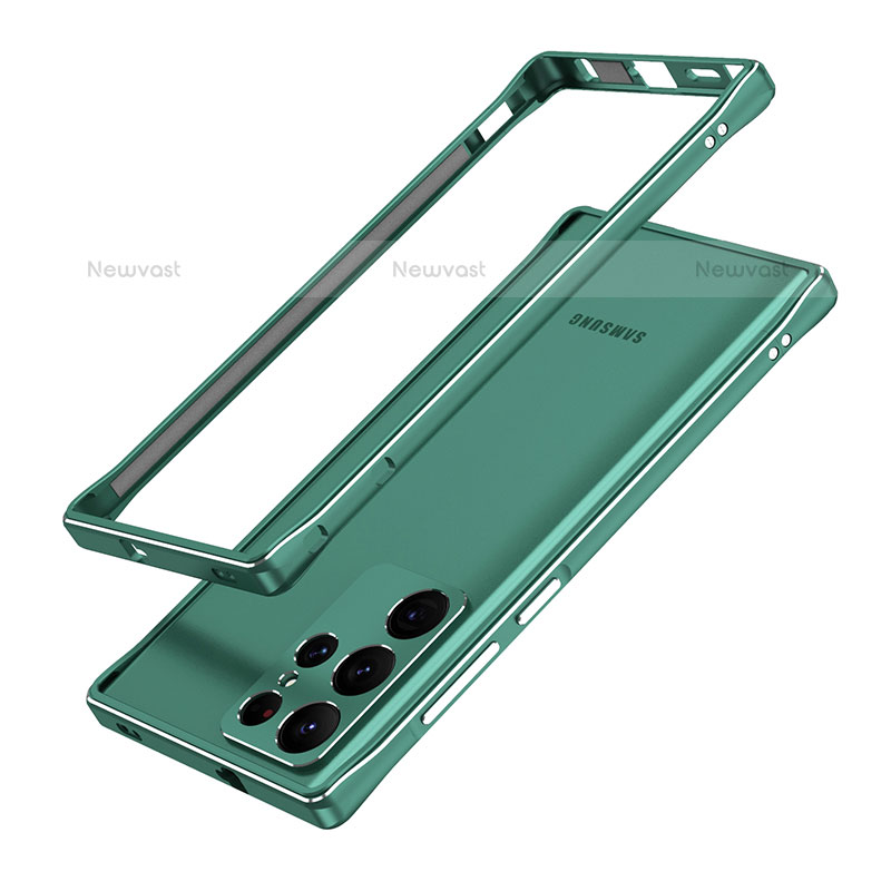 Luxury Aluminum Metal Frame Cover Case A01 for Samsung Galaxy S21 Ultra 5G Green