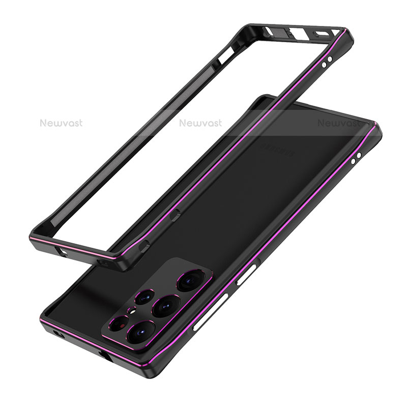 Luxury Aluminum Metal Frame Cover Case A01 for Samsung Galaxy S21 Ultra 5G Purple